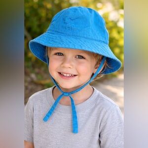 Hanna Andersson Blue Bucket Sun Hat w/ Chin Straps – Size M
